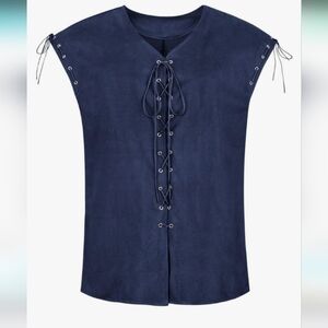 Haorugut Pirate Adult Renaissance Costume Men Vest Medieval Viking Top